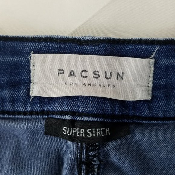 Pacsun Jeans Womens 26 Long Mid Rise Blue‎ Denim Jegging Destroyed Medium Wash - Picture 8 of 15